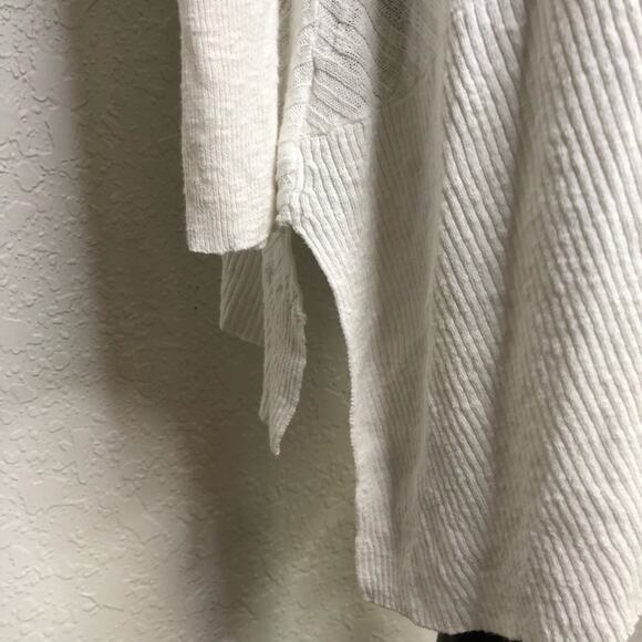 Eileen Fisher white ribbed linen blend knit open drape front cardigan size Large - Picture 13 of 16